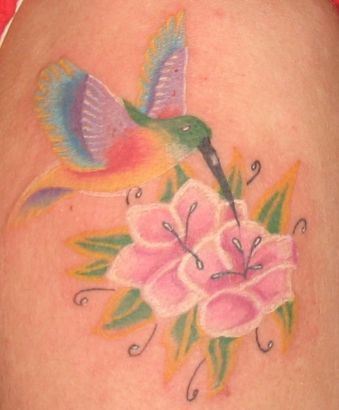 Flower And Hummingbird Tats